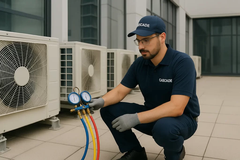 air conditioner compressor installed outdoors premium photo Central air conditioning solutions for government buildings